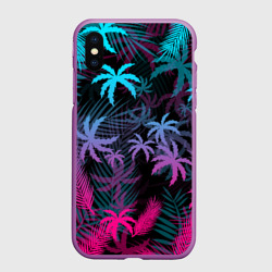 Чехол для iPhone XS Max матовый Неоновые пальмы neon palms