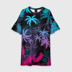 Неоновые пальмы neon palms – Детское платье 3D с принтом купить