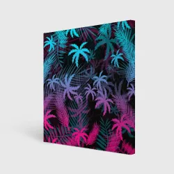 Холст квадратный Неоновые пальмы neon palms