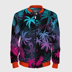 Мужской бомбер 3D Неоновые пальмы neon palms
