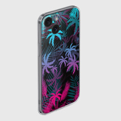 Чехол для iPhone 15 силиконовый с защитой камеры Неоновые пальмы neon palms - фото 2