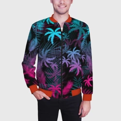 Мужской бомбер 3D Неоновые пальмы neon palms - фото 2