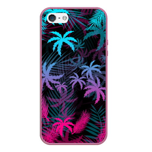 Чехол для iPhone 5/5S матовый Неоновые пальмы neon palms