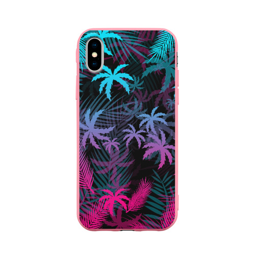 Чехол для iPhone X матовый Неоновые пальмы neon palms