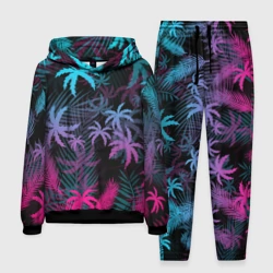 Мужской костюм с толстовкой 3D Неоновые пальмы neon palms