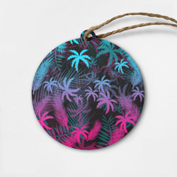 Деревянная игрушка круг Неоновые пальмы neon palms