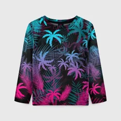 Детский лонгслив 3D Неоновые пальмы neon palms