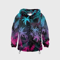 Детская ветровка 3D Неоновые пальмы neon palms