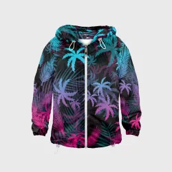 Детская ветровка 3D Неоновые пальмы neon palms