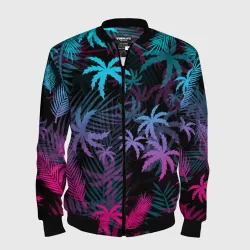 Мужской бомбер 3D Неоновые пальмы neon palms