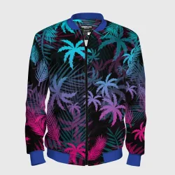 Мужской бомбер 3D Неоновые пальмы neon palms