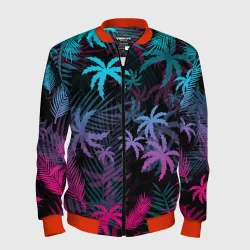Мужской бомбер 3D Неоновые пальмы neon palms