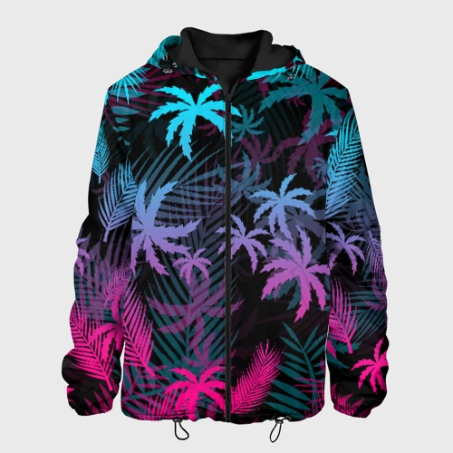 Мужская куртка 3D Неоновые пальмы neon palms