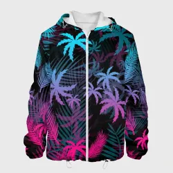Мужская куртка 3D Неоновые пальмы neon palms