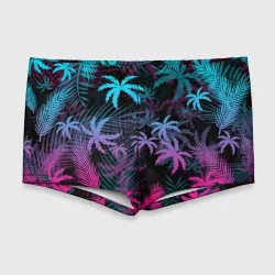 Мужские купальные плавки 3D Неоновые пальмы neon palms