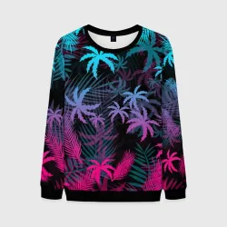 Мужской свитшот 3D Неоновые пальмы neon palms