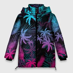 Женская зимняя куртка Oversize Неоновые пальмы neon palms