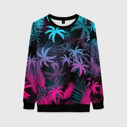 Женский свитшот 3D Неоновые пальмы neon palms