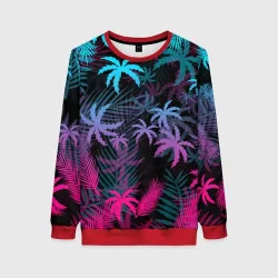 Женский свитшот 3D Неоновые пальмы neon palms