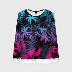 Женский свитшот 3D Неоновые пальмы neon palms
