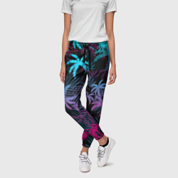 Женские брюки 3D Неоновые пальмы neon palms - фото 2