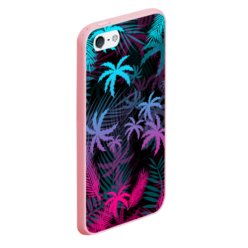 Чехол для iPhone 5/5S матовый Неоновые пальмы neon palms, цвет баблгам - фото 3