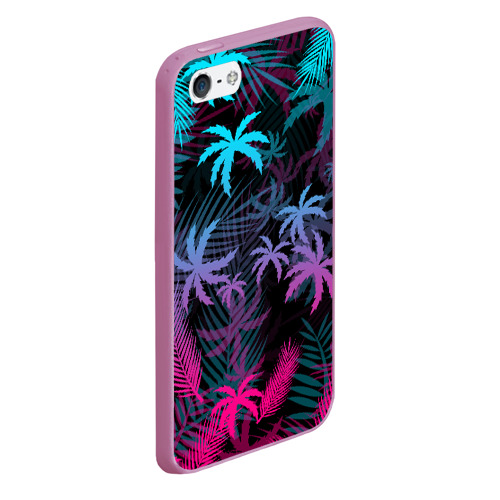 Чехол для iPhone 5/5S матовый Неоновые пальмы neon palms, цвет розовый - фото 3