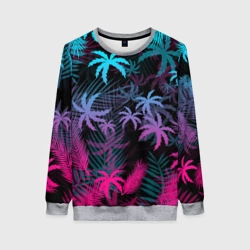 Женский свитшот 3D Неоновые пальмы neon palms