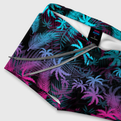 Плавки с принтом Неоновые пальмы neon palms для мужчины, вид на модели спереди №4. Цвет основы: белый