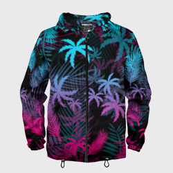 Мужская ветровка 3D Неоновые пальмы neon palms