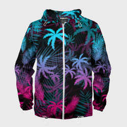Мужская ветровка 3D Неоновые пальмы neon palms