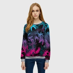 Женский свитшот 3D Неоновые пальмы neon palms - фото 2