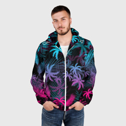 Мужская ветровка 3D Неоновые пальмы neon palms - фото 2