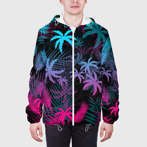 Мужская куртка 3D Неоновые пальмы neon palms, цвет 3D печать - фото 4