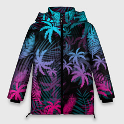Женская зимняя куртка Oversize Неоновые пальмы neon palms