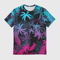 Мужская футболка 3D Неоновые пальмы neon palms