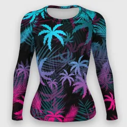 Женский рашгард 3D Неоновые пальмы neon palms