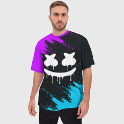 Мужская футболка oversize 3D Неоновый Маршмелло Marshmello neon - фото 2
