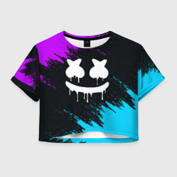 Женская футболка Crop-top 3D Неоновый Маршмелло Marshmello neon