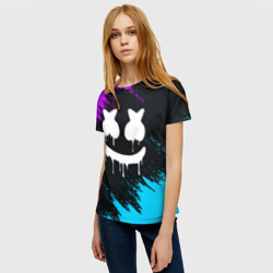 Женская футболка 3D Неоновый Маршмелло Marshmello neon - фото 2