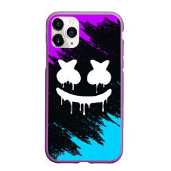 Чехол для iPhone 11 Pro Max матовый Неоновый Маршмелло Marshmello neon