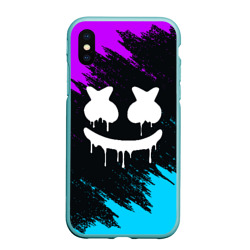 Чехол для iPhone XS Max матовый Неоновый Маршмелло Marshmello neon