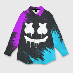 Мужская рубашка oversize 3D Неоновый Маршмелло Marshmello neon