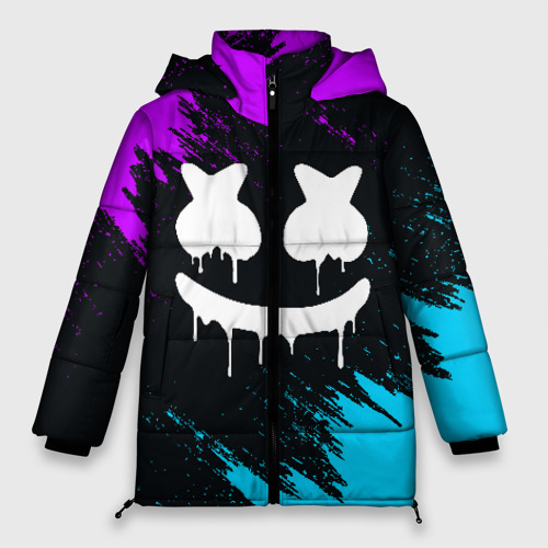 Женская зимняя куртка Oversize Неоновый Маршмелло Marshmello neon, цвет черный