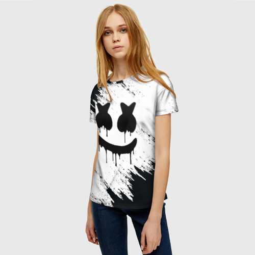 Женская футболка 3D с принтом MARSHMELLO MELT, фото на моделе #1