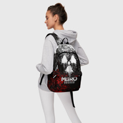 Рюкзак с принтом Metro Exodus для любого человека, вид спереди №4. Цвет основы: белый