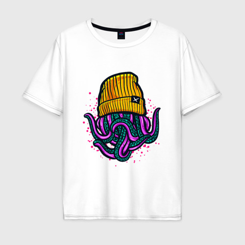 Мужская футболка хлопок Oversize Octopus, цвет белый