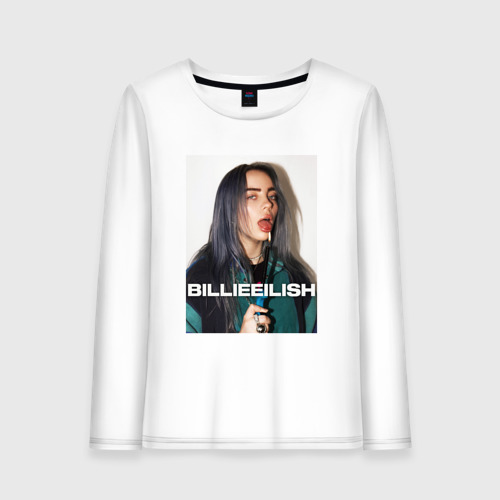 Женский лонгслив хлопок Billie Eilish, цвет белый