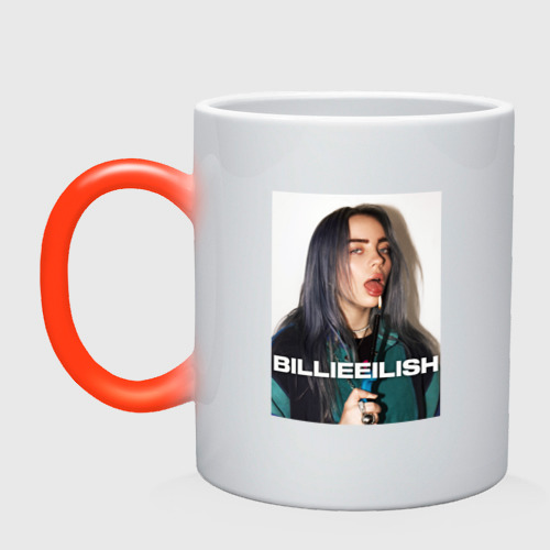 Кружка хамелеон Billie Eilish, цвет белый + красный