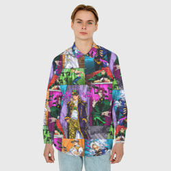 Мужская рубашка oversize 3D Паттерн ДжоДжо Кира спидвагон - фото 2